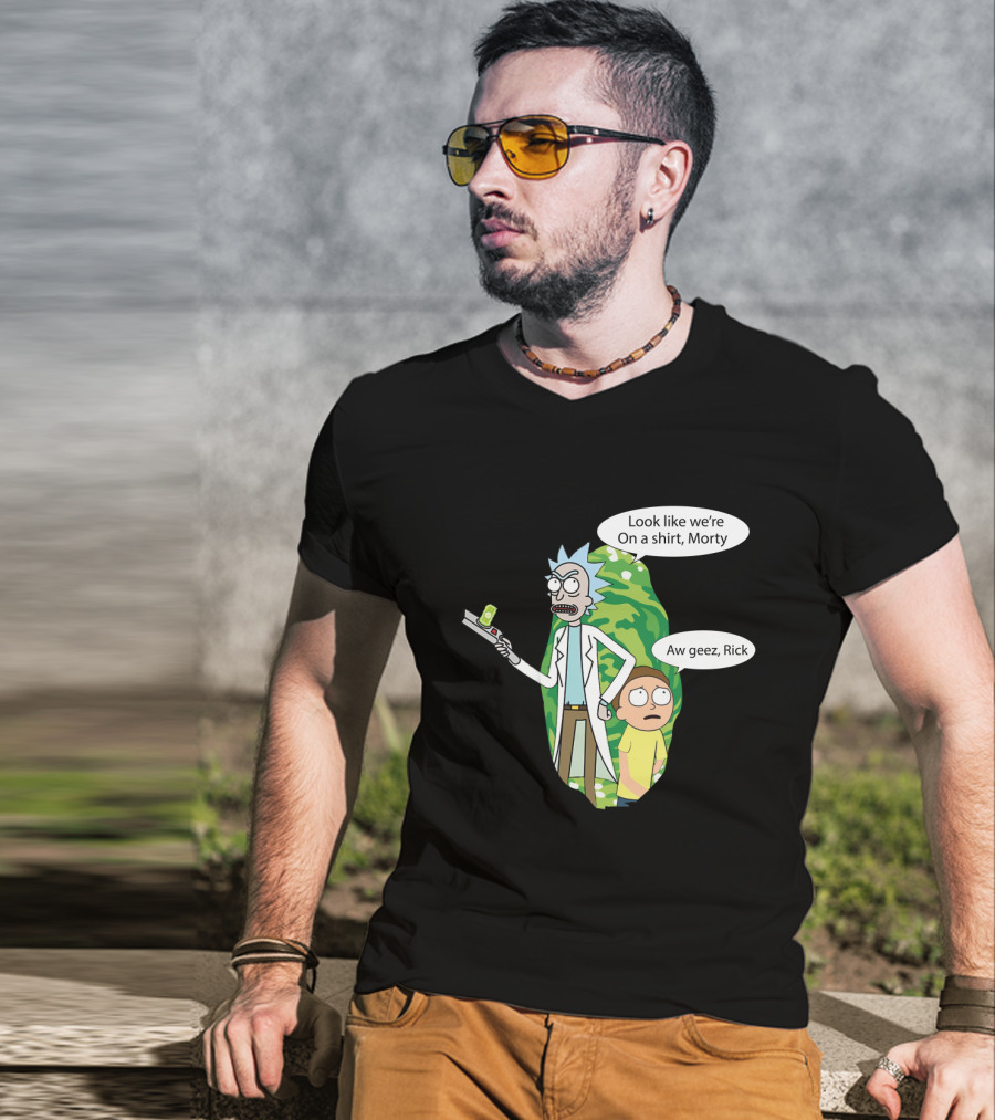Rick Morty Portal Gun Look Like We're On A Shirt Morty Aw Geez Rick T-Shirt