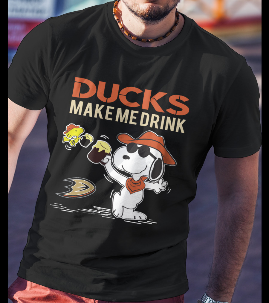 Snoopy Ducks Make Me Drink Anaheim Ducks Fans Peanuts Hockey T-Shirt