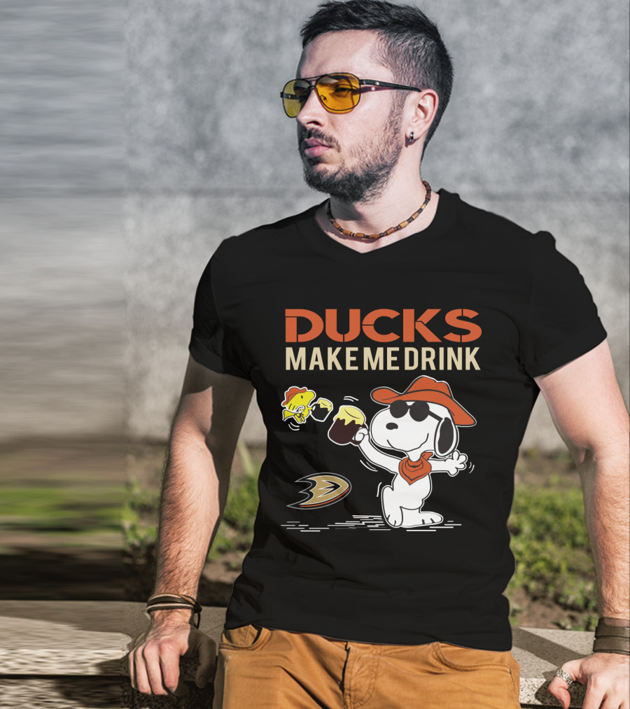 Snoopy Ducks Make Me Drink Anaheim Ducks Fans Peanuts Hockey T-Shirt