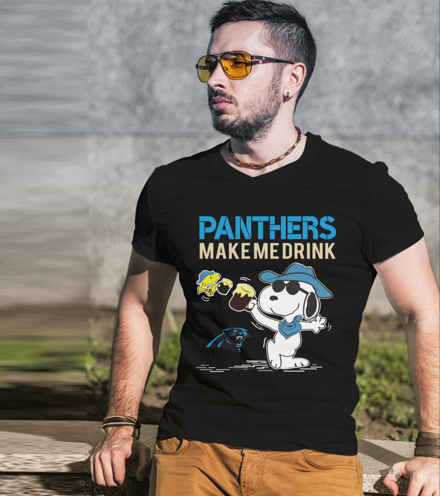 Panthers Make Me Drink Snoopy Carolina Panthers Fans T-Shirt