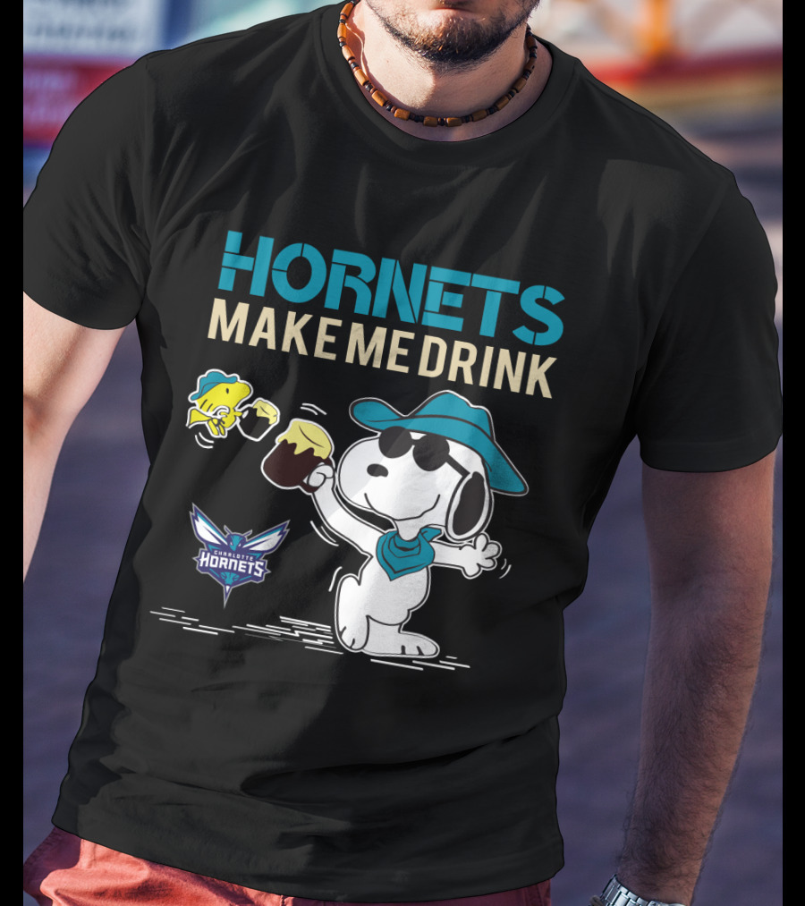 Hornets Make Me Drink Charlotte Hornets Snoopy Peanuts T-Shirt