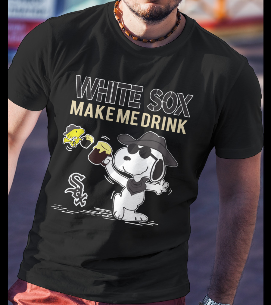 Snoopy White Sox Make Me Drink Baseball Fan Humor T-Shirt