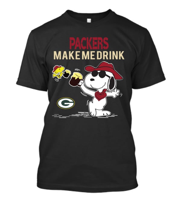 Snoopy With Beer Packers Make Me Drink Green Bay Packers T-Shirt