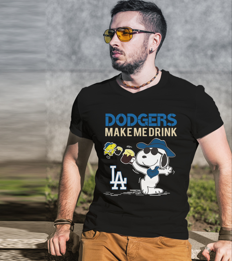 Dodgers Make Me Drink Snoopy LA Dodgers Fans Iconic T-Shirt