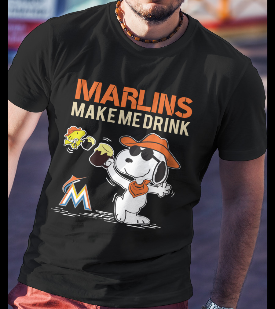 Marlins Make Me Drink Snoopy Miami Marlins Fans T-Shirt