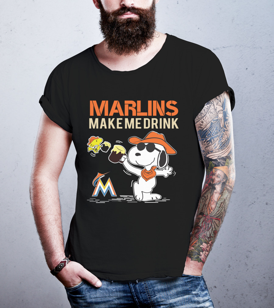Marlins Make Me Drink Snoopy Miami Marlins Fans T-Shirt