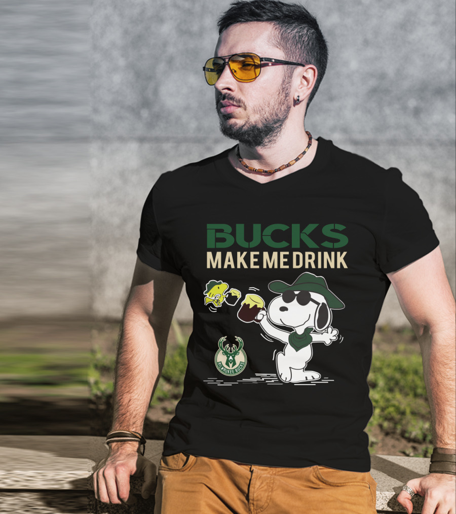 Bucks Make Me Drink Snoopy Milwaukee Bucks T-Shirt