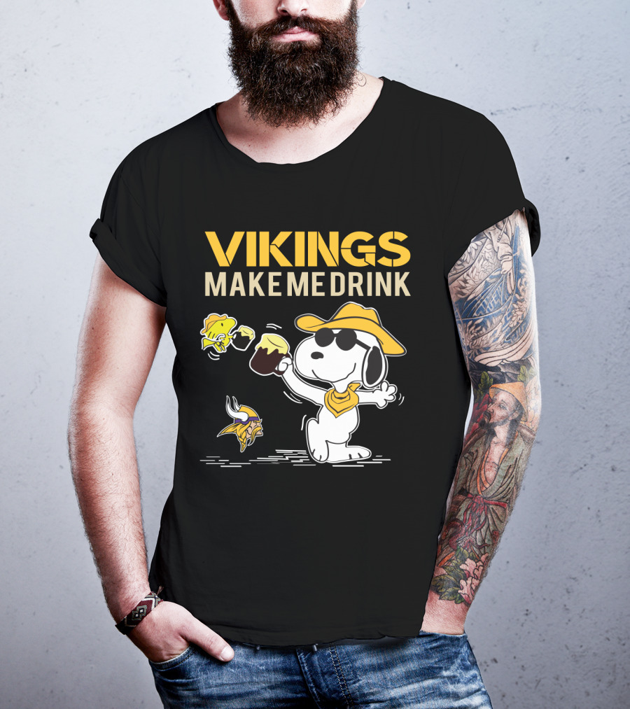 Snoopy Vikings Make Me Drink Minnesota Fans T-Shirt