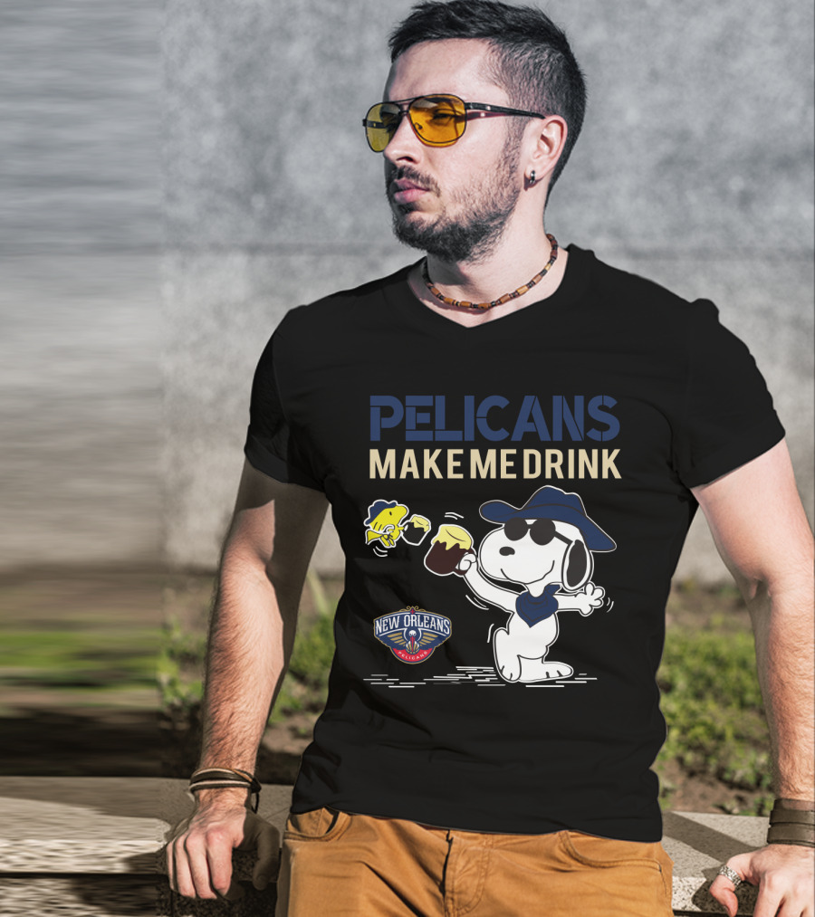 Pelicans Make Me Drink Snoopy New Orleans Pelicans Fans T-Shirt