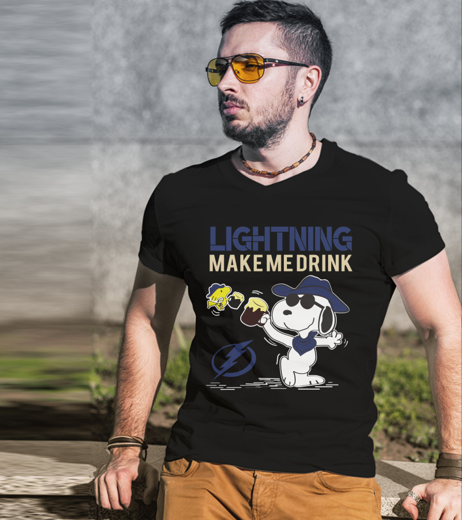 Snoopy Lightning Make Me Drink Tampa Bay Fans T-Shirt