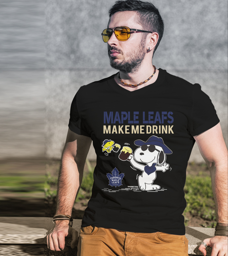 Snoopy Maple Leafs Make Me Drink Toronto Maple Leafs Fans T-Shirt