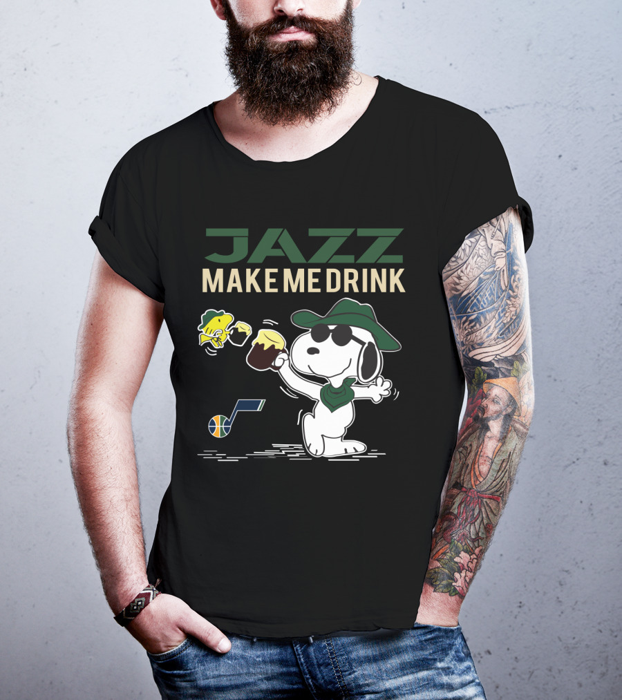 Jazz Make Me Drink Snoopy Utah Jazz Basketball Fans T-Shirt