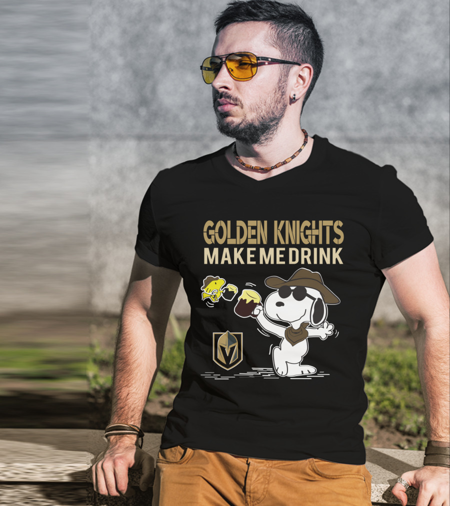 Snoopy Golden Knights Make Me Drink Vegas Fans Peanuts Beer Mug Fashion T-Shirt