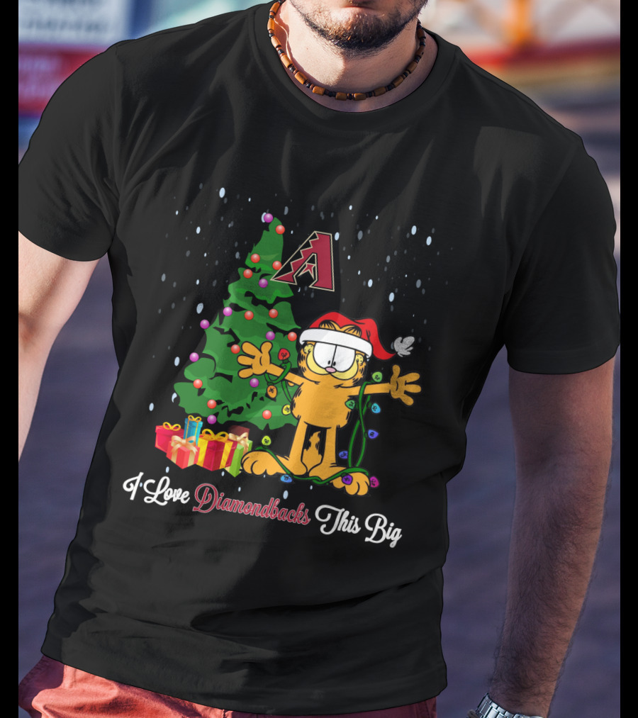 I Love Arizona Diamondbacks This Big Christmas Garfield Santa Hat Tree Gifts T-Shirt