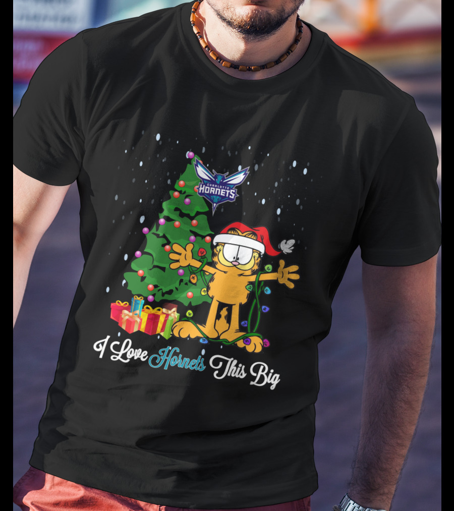 Charlotte Hornets Garfield Christmas Tree I Love Hornets This Big T-Shirt