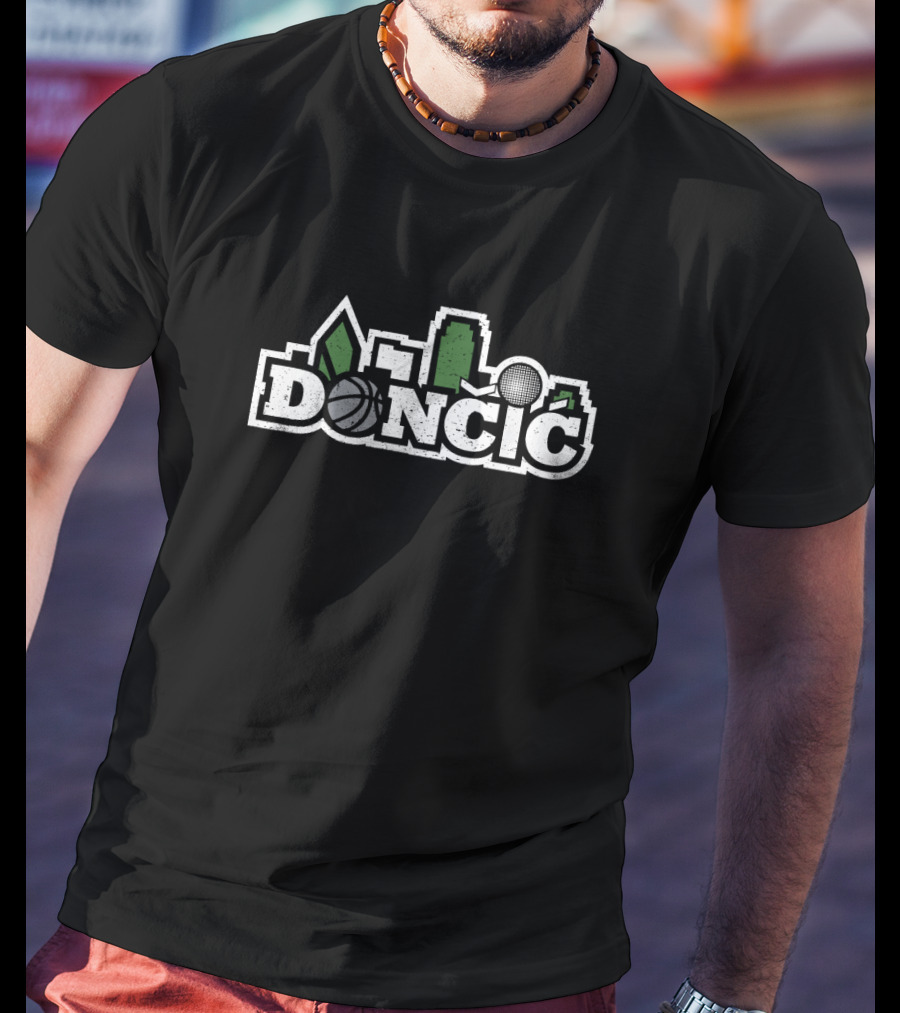 DONCIC Basketball Skyline Green City T-Shirt