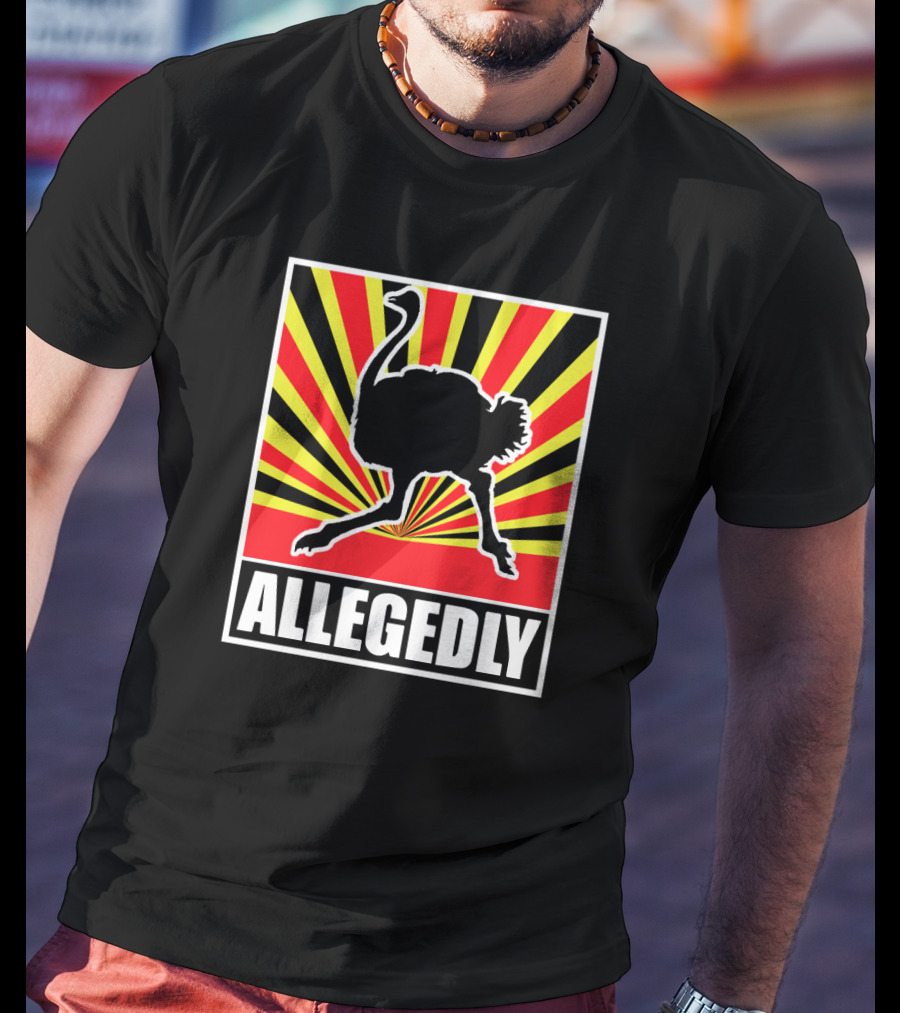 Allegedly Ostrich Silhouette On Bold Radiant Stripes T-Shirt