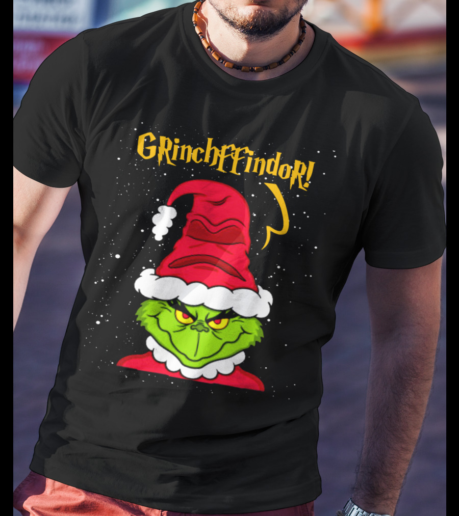 Grinche FFindor Grinch Santa Hat Snowflakes Christmas T-Shirt