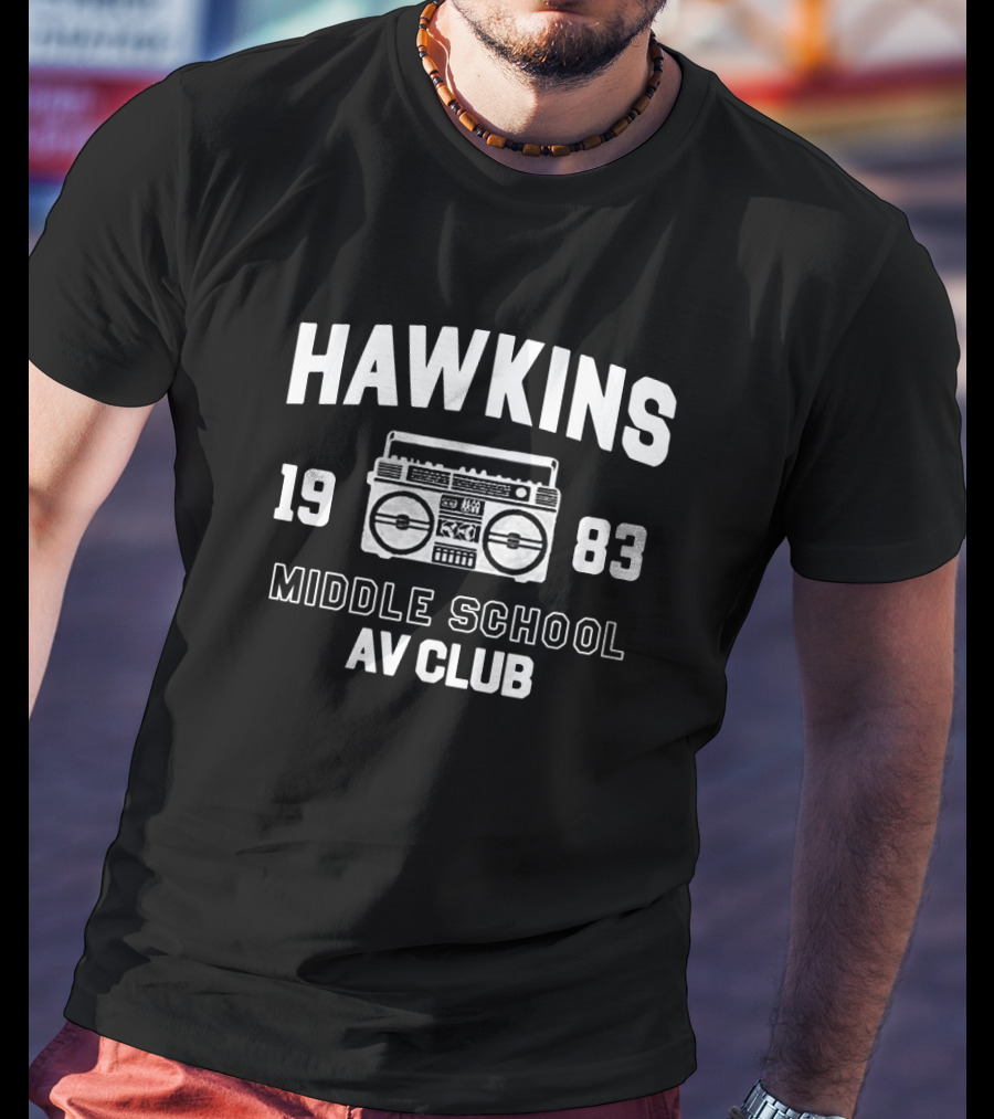 Hawkins Middle School Av Club 1983 Boom Box Retro Style T-Shirt