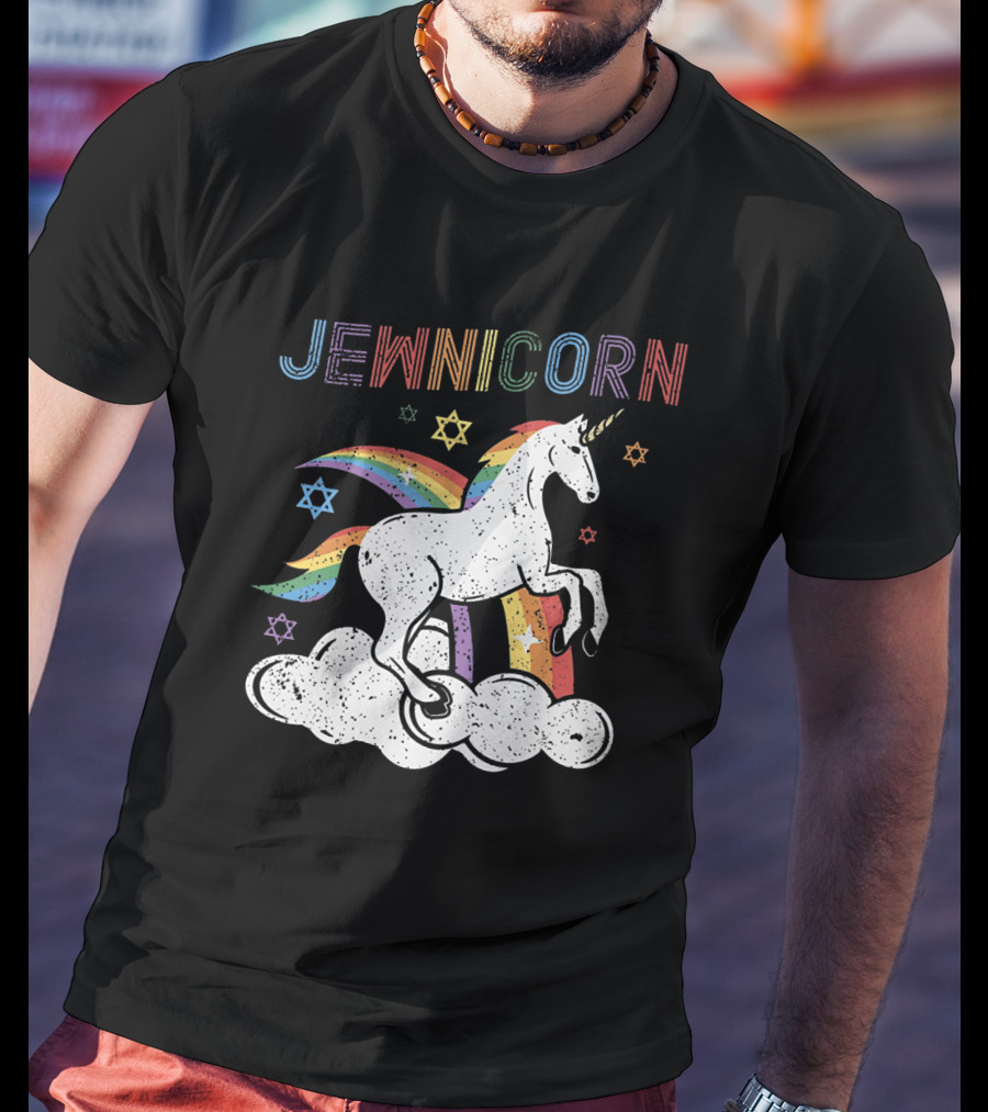 Jewnicorn Rainbow Star Of David Hanukkah Unicorn T-Shirt