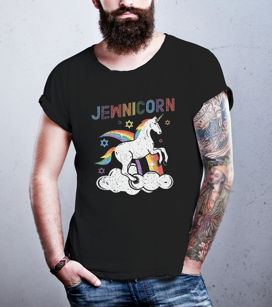 Jewnicorn Rainbow Star Of David Hanukkah Unicorn T-Shirt