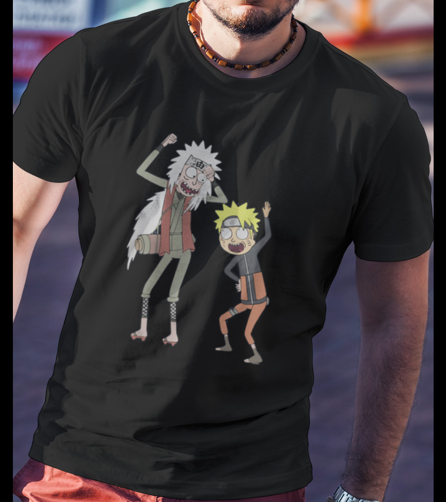 Rick And Morty Naruto And Jiraiya Crossover Cartoon Characters T-Shirt