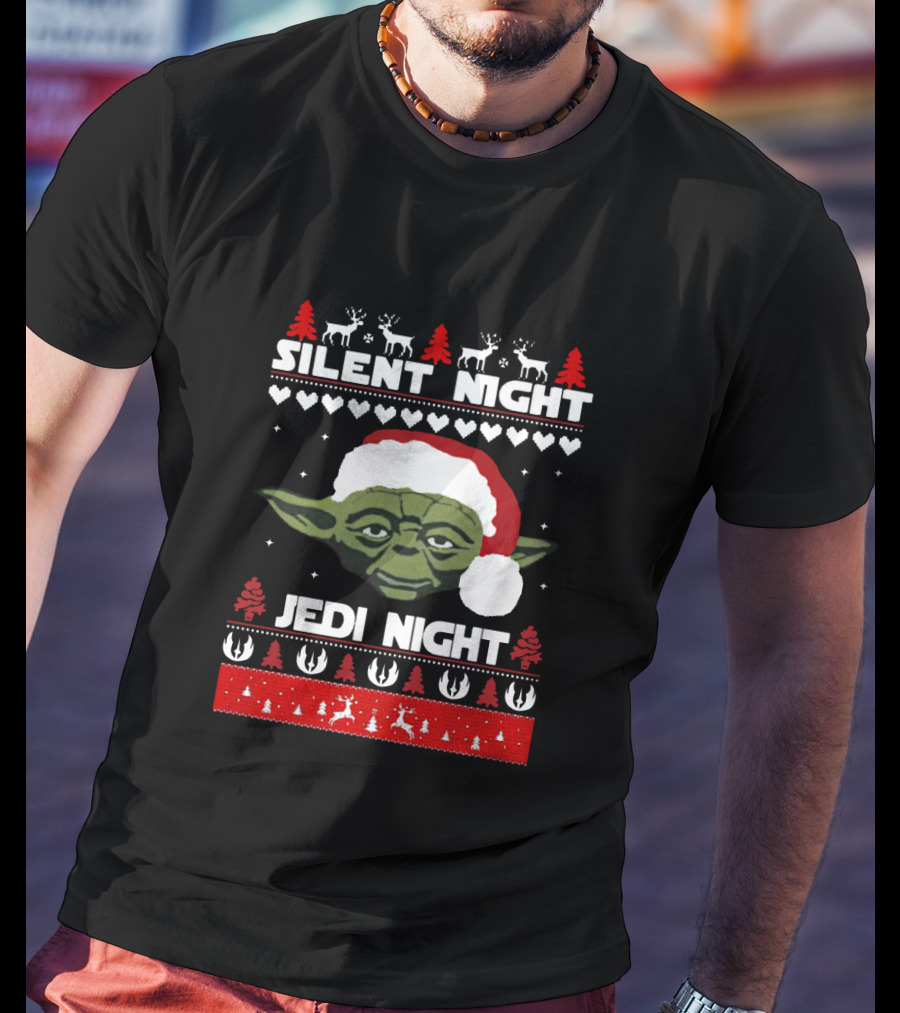Silent Night Jedi Night Yoda Christmas Star Wars Sweater Holiday Reindeer T-Shirt