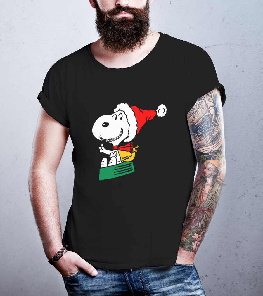 Snoopy Santa Sleigh Holiday Fun T-Shirt
