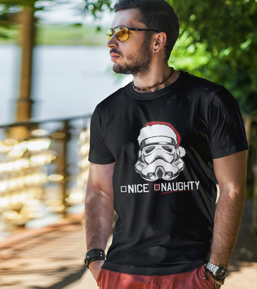Star Wars Stormtrooper Santa Hat Naughty List Christmas Holiday Humor T-Shirt