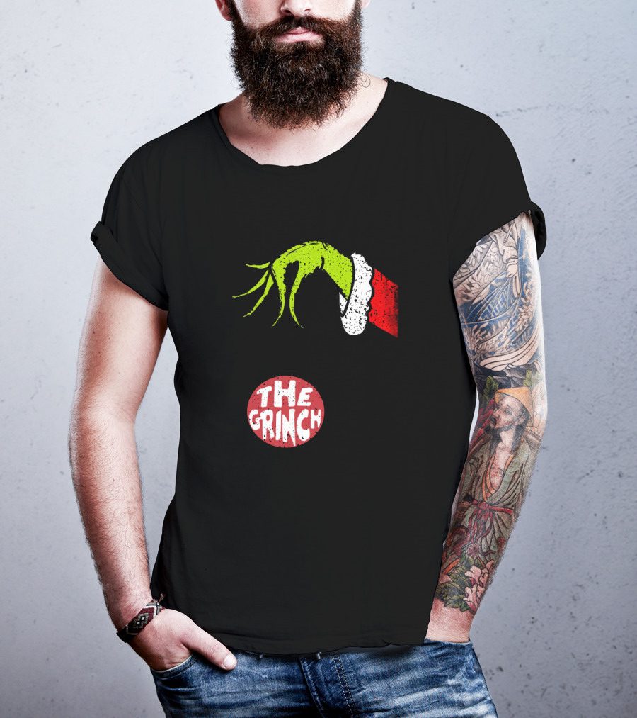 The Grinch Hand Holding Red Ornament With The Grinch Text T-Shirt