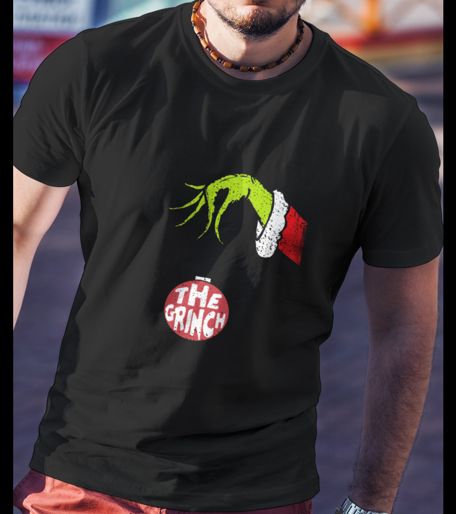 The Grinch Green Hand Holding Red T-Shirt