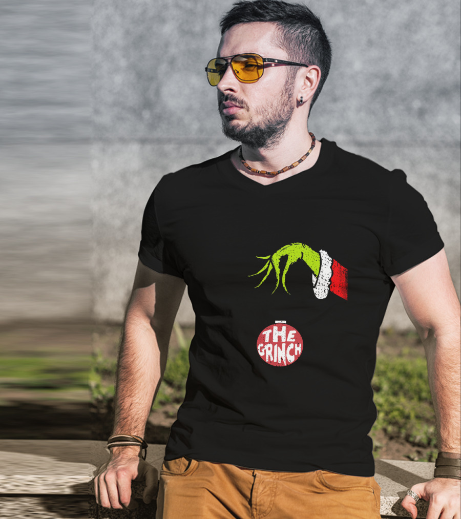 The Grinch Green Hand Holding Red T-Shirt