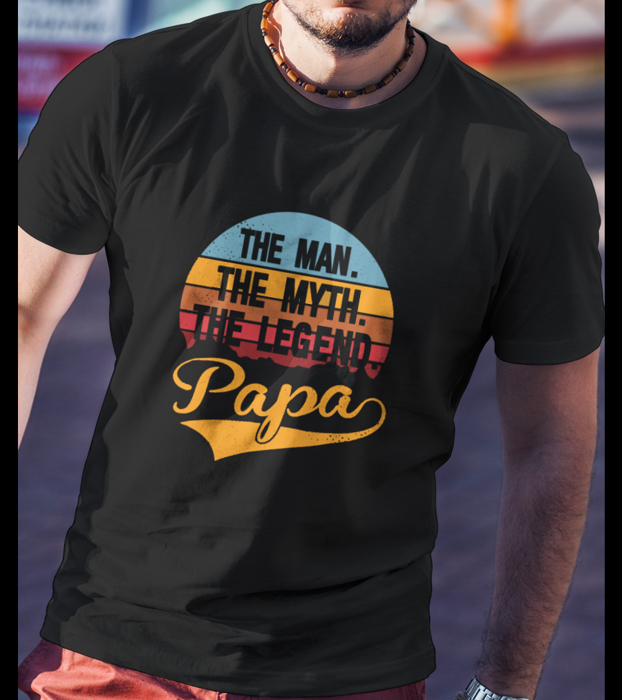 The Man The Myth The Legend Papa Retro Sunset T-Shirt