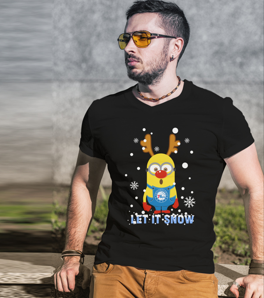 Philadelphia 76ers Minion Fans Xmas Let It Snow T-Shirt