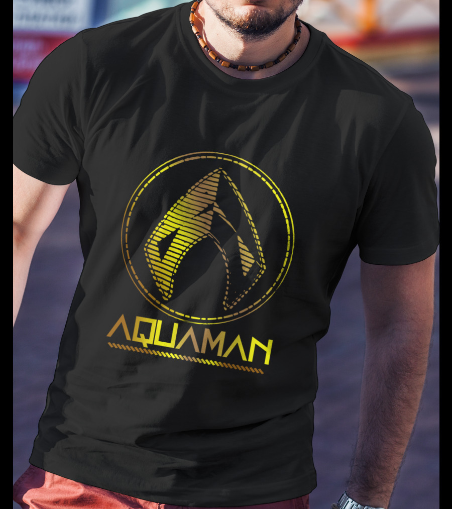 Aquaman Movie Gold Trident Emblem Iconic Symbol T-Shirt