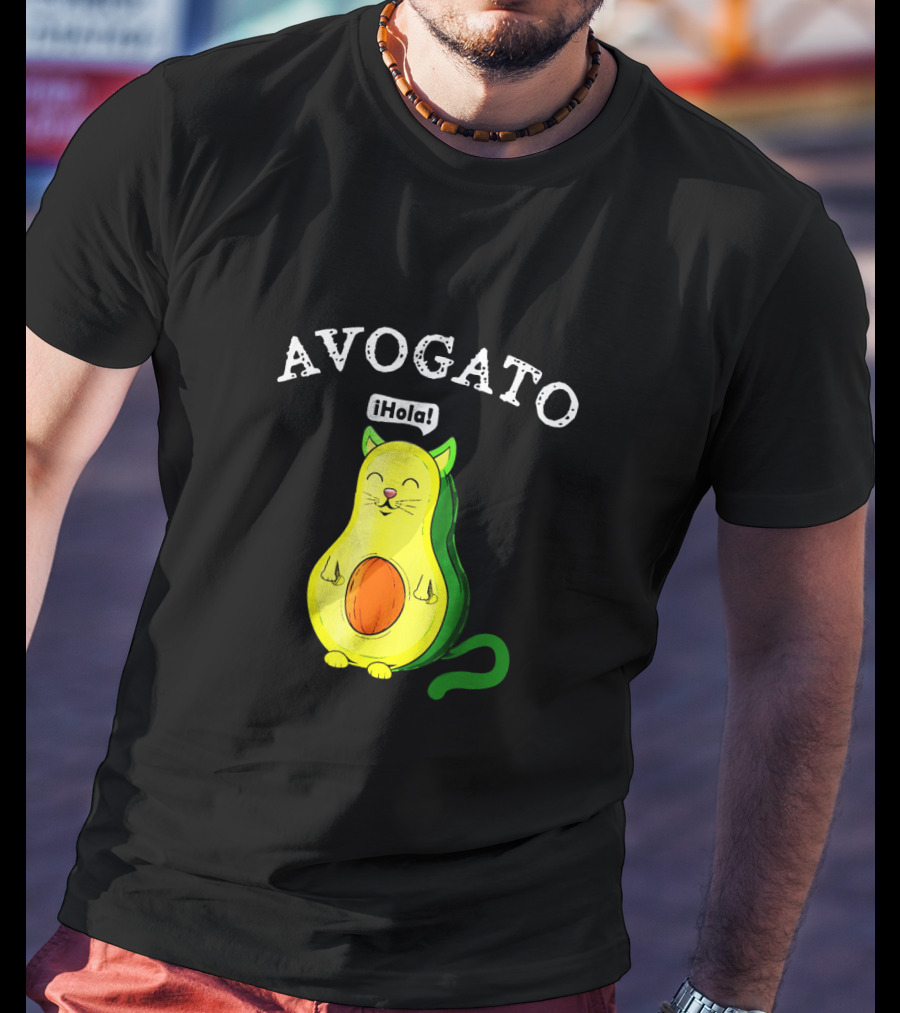 Avogato Hola Avocado Cat Face T-Shirt