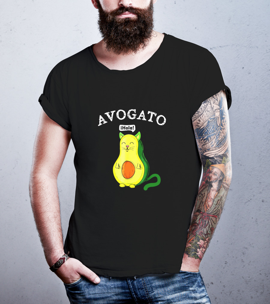Avogato Hola Avocado Cat Face T-Shirt