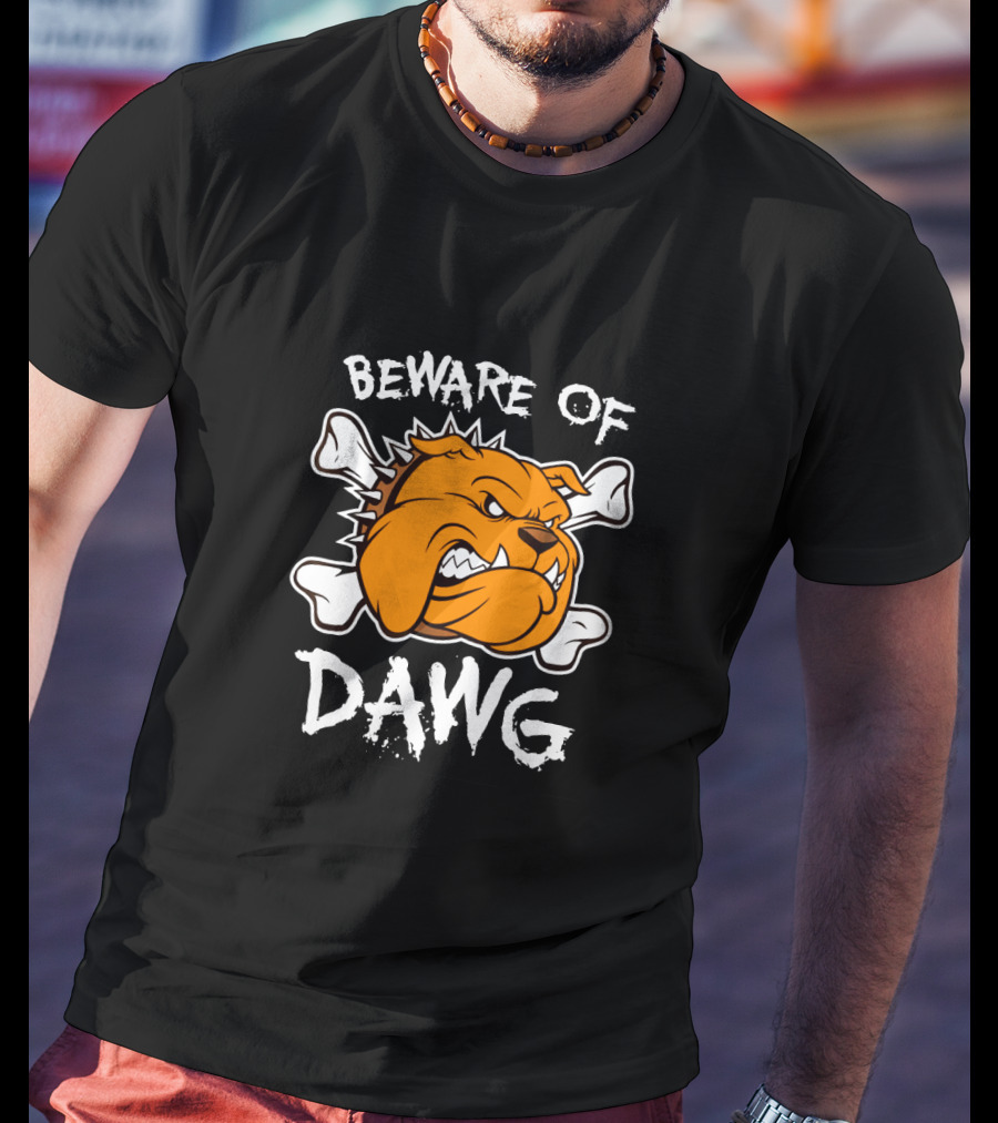Beware Of Dawg Cleveland Football Bulldog With Bones T-Shirt