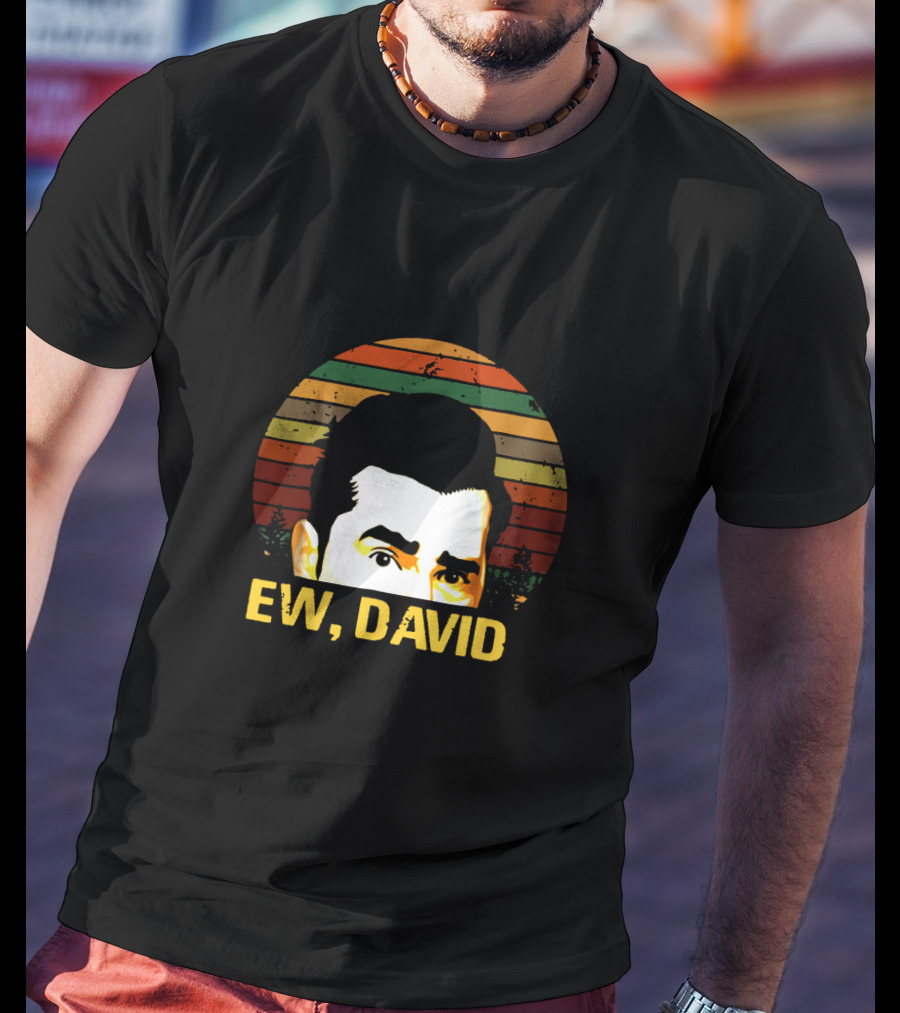 Retro Ew David Rose Multicolor Stripes Portrait T-Shirt