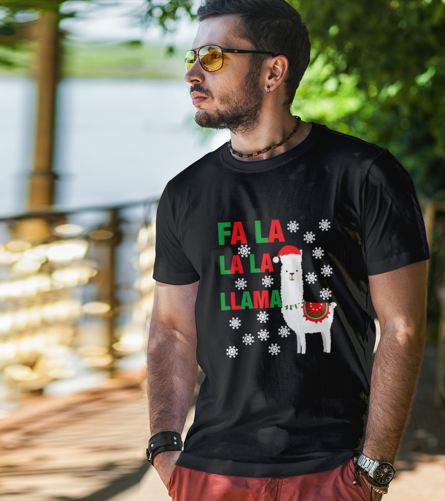 Fa La La La Llama Christmas Snowflake Holiday T-Shirt