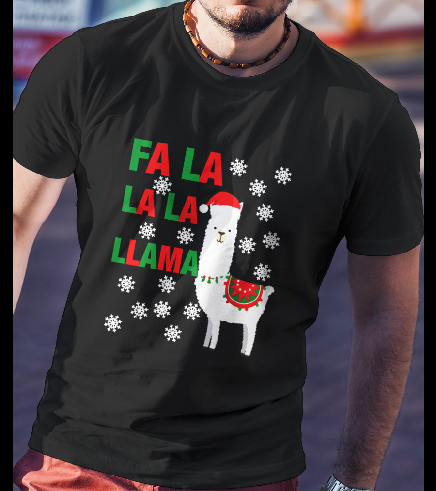 Fa La La La Llama Christmas Snowflake Holiday T-Shirt