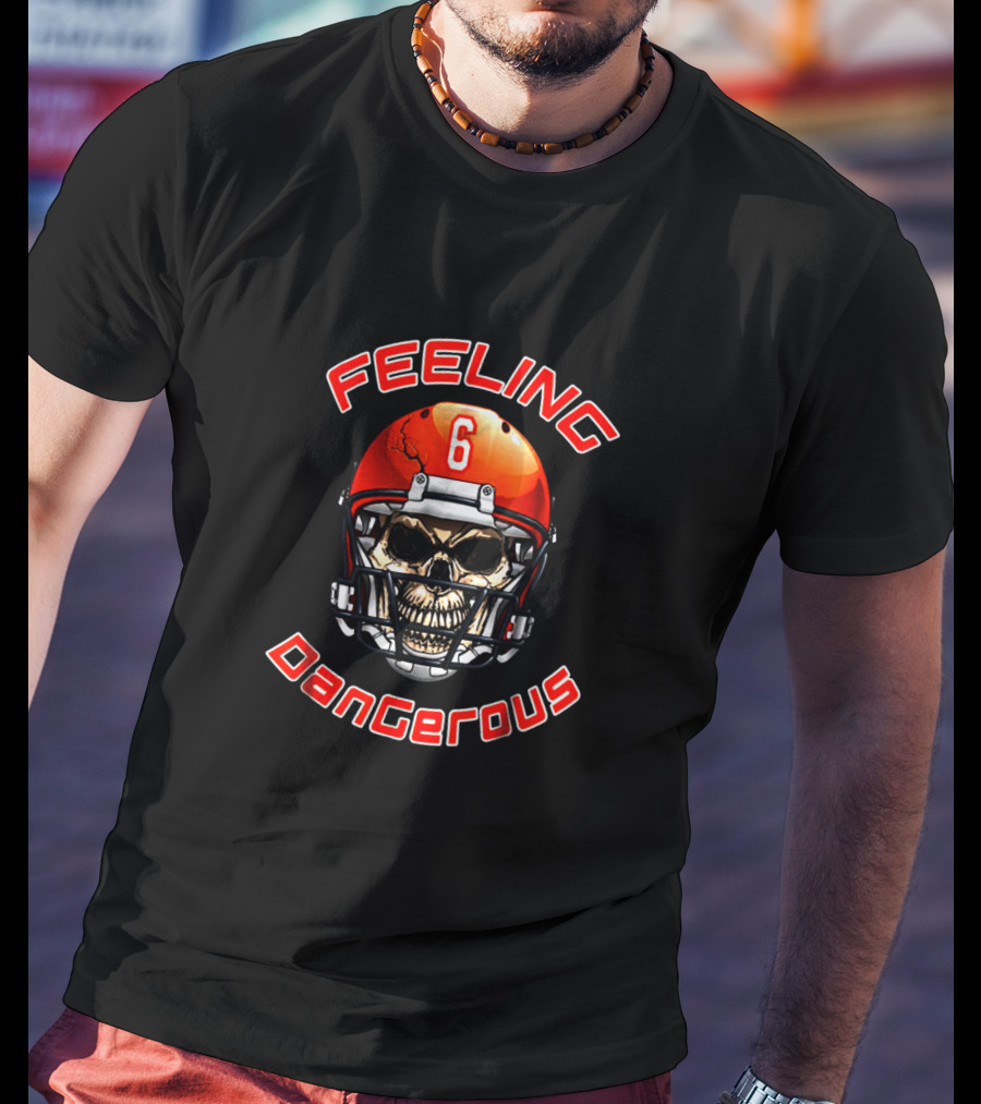 Feeling Dangerous Football Skull Helmet T-Shirt