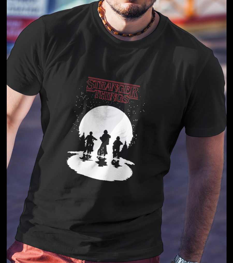 Stranger Things Moonlight Bike Adventure Silhouette T-Shirt