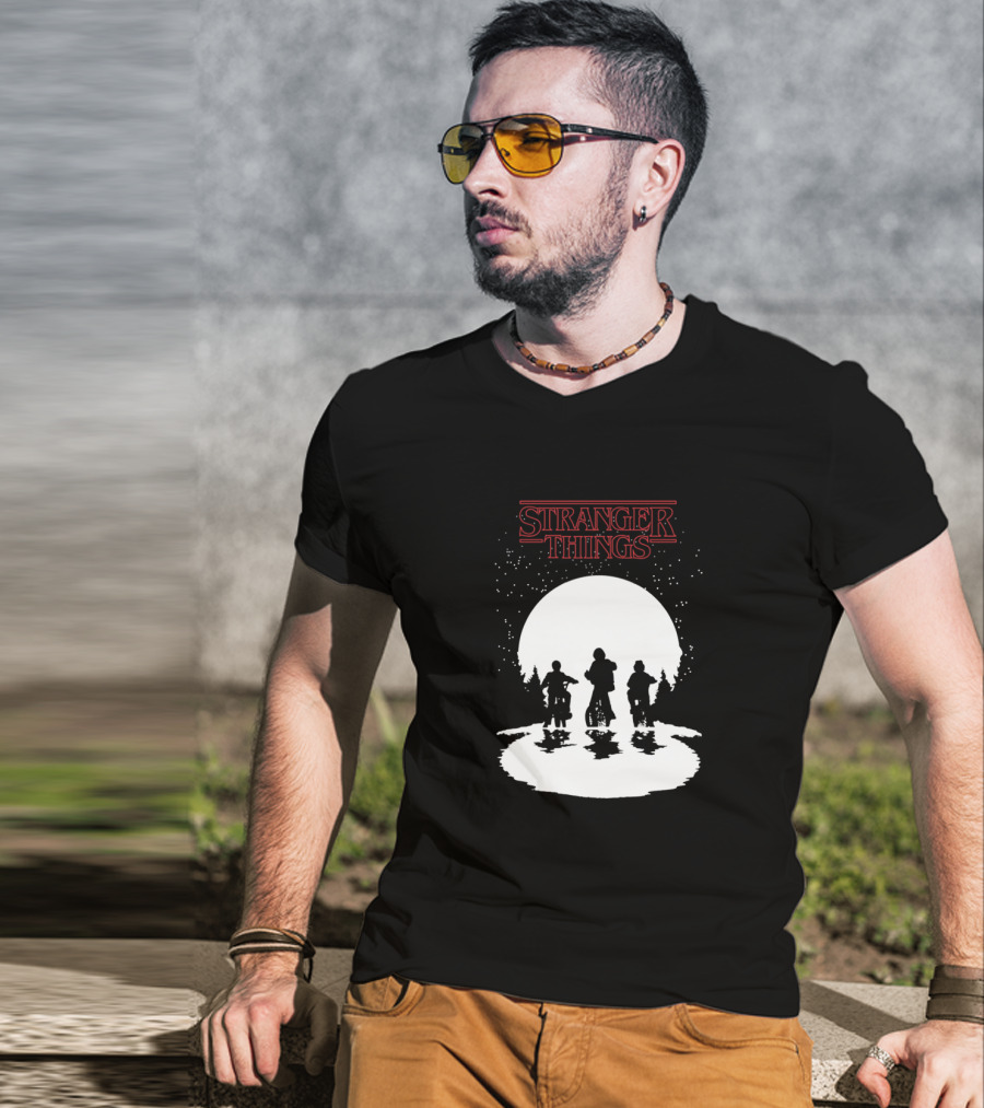 Stranger Things Moonlight Bike Adventure Silhouette T-Shirt