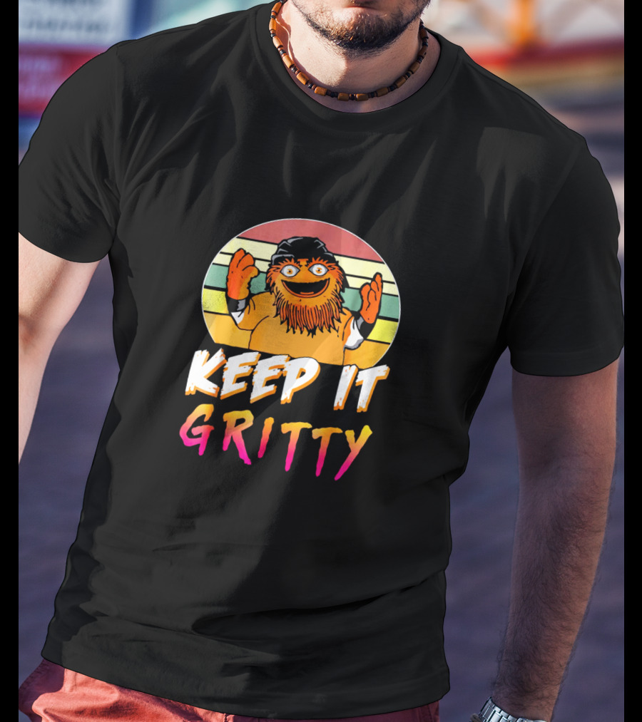 Keep It Gritty Vintage-Style Retro Colors With Orange Furry Character T-Shirt
