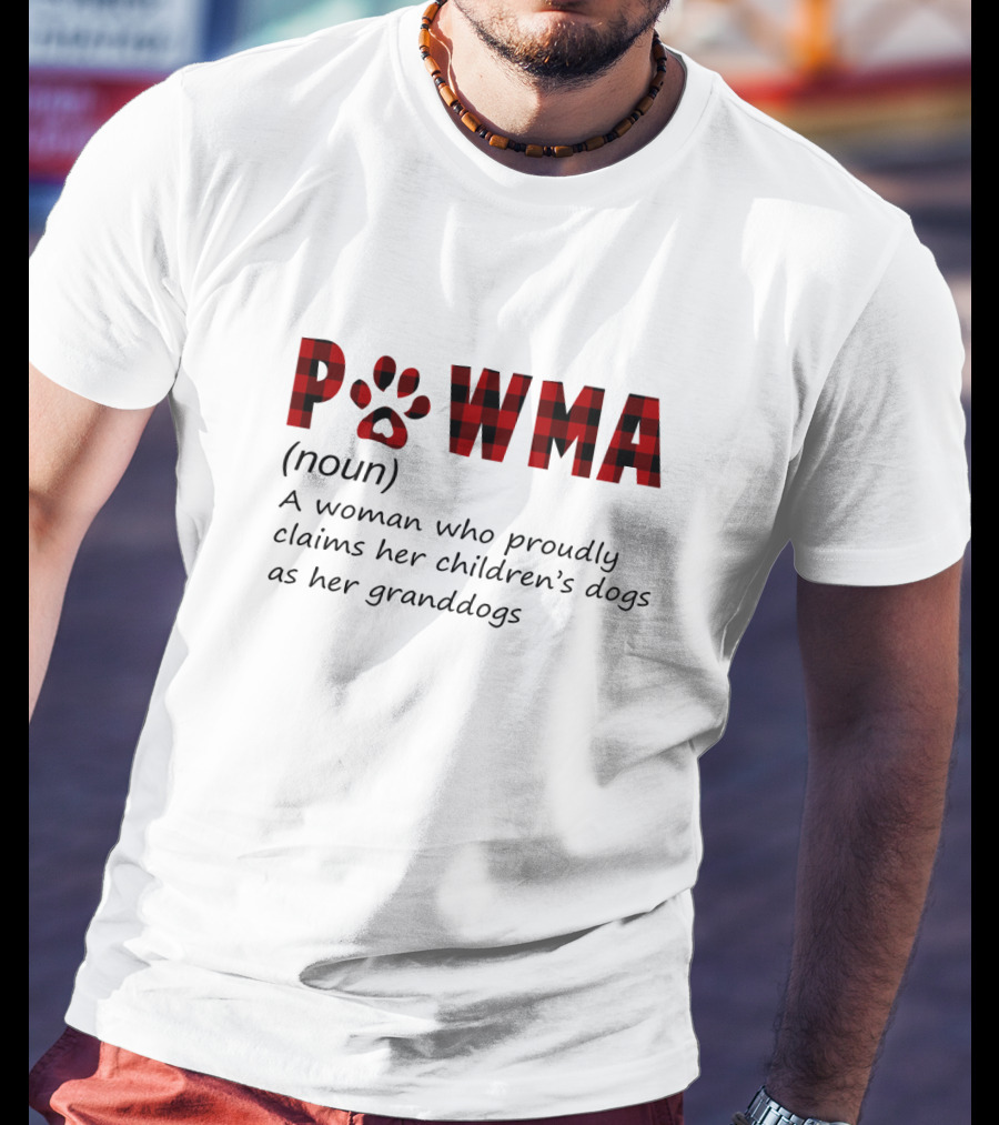 Pawma Noun Woman Proudly Claims Children's Dogs Granddogs Plaid Paw Prints T-Shirt