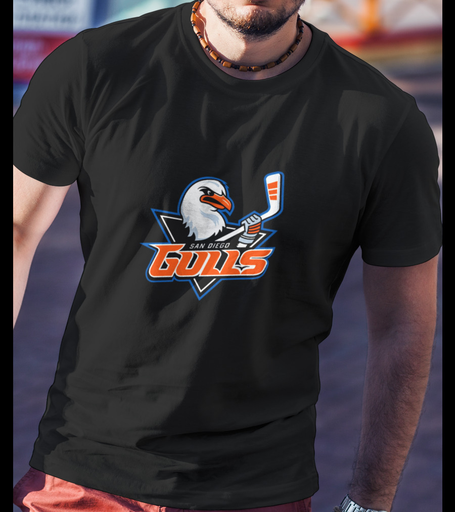 San Diego Gulls Hockey Team Gulls Text And Hockey Stick T-Shirt