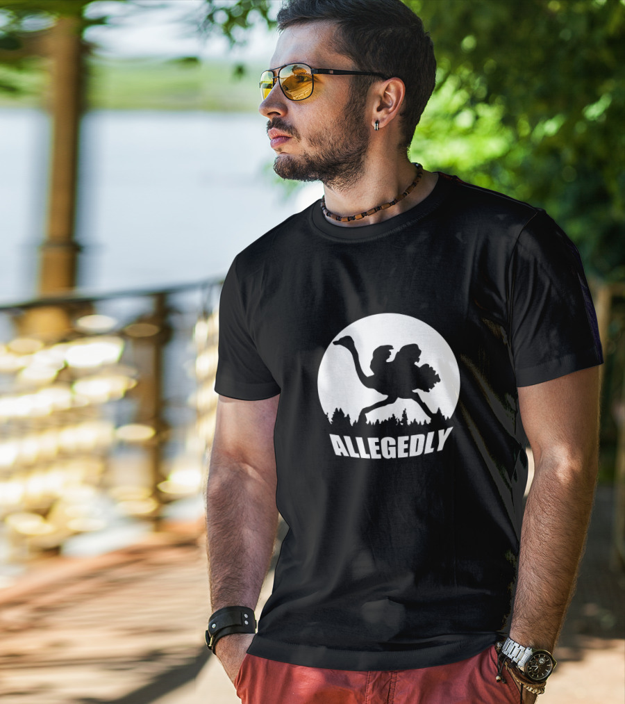 Allegedly Vintage Ostrich Bigfoot Silhouette Forest Moon T-Shirt