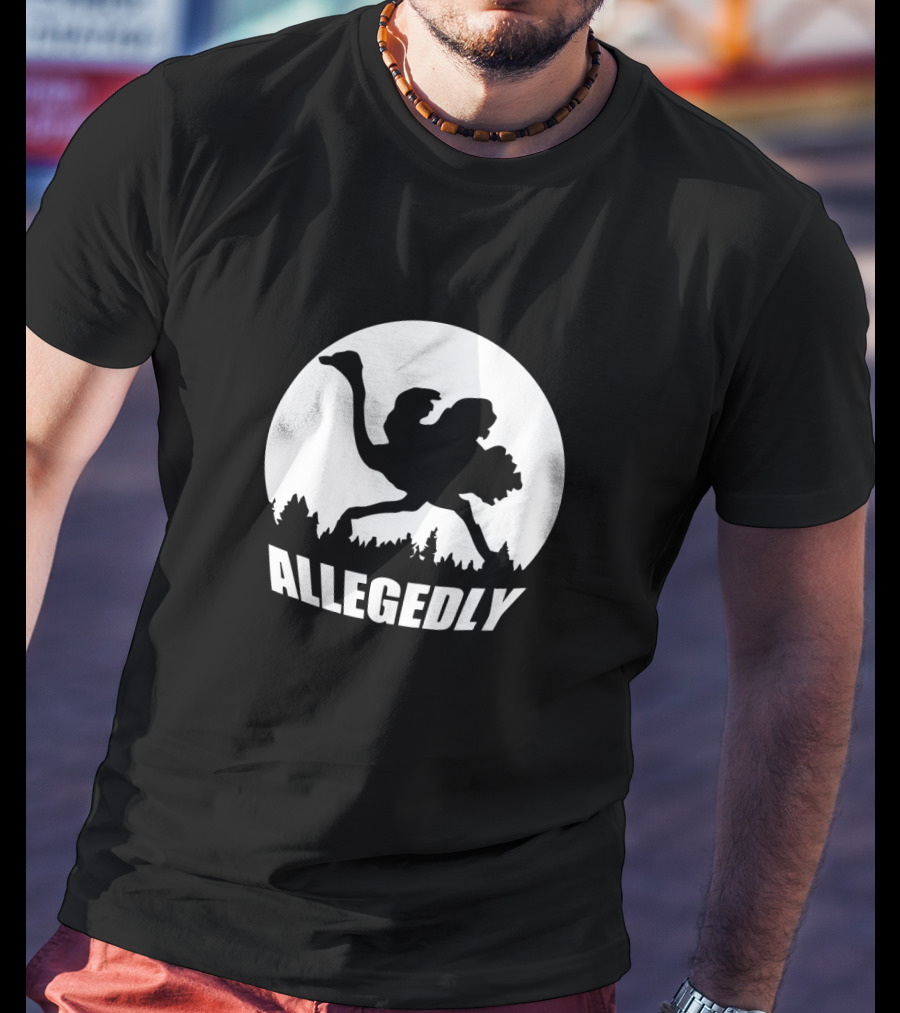 Allegedly Vintage Ostrich Bigfoot Silhouette Forest Moon T-Shirt