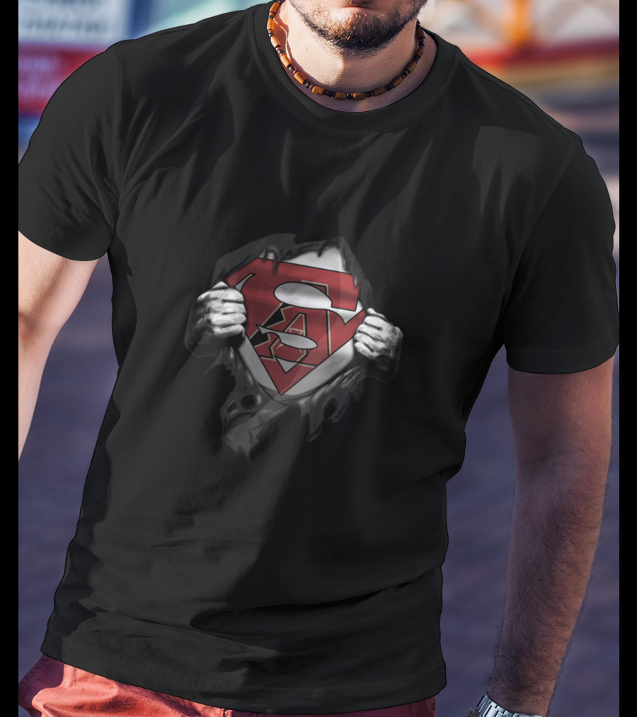 Arizona Diamondbacks Superman Logo Fan Fusion With Iconic Chest Reveal T-Shirt